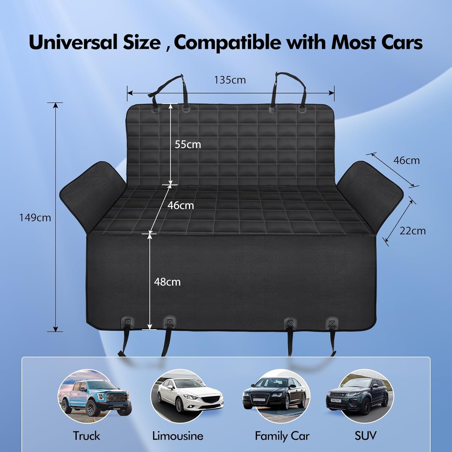 Multifunctional Waterproof Dog Car Seat Cover and Hammock, Scratch-Resistant Nonslip Protector