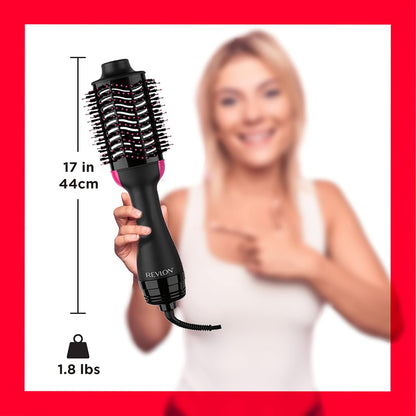 Tourmaline Ionic Technology One-Step Volumizer and Hair Dryer with Hot Air Brush, Multiple Heat Settings, and Reduced Frizz - Black