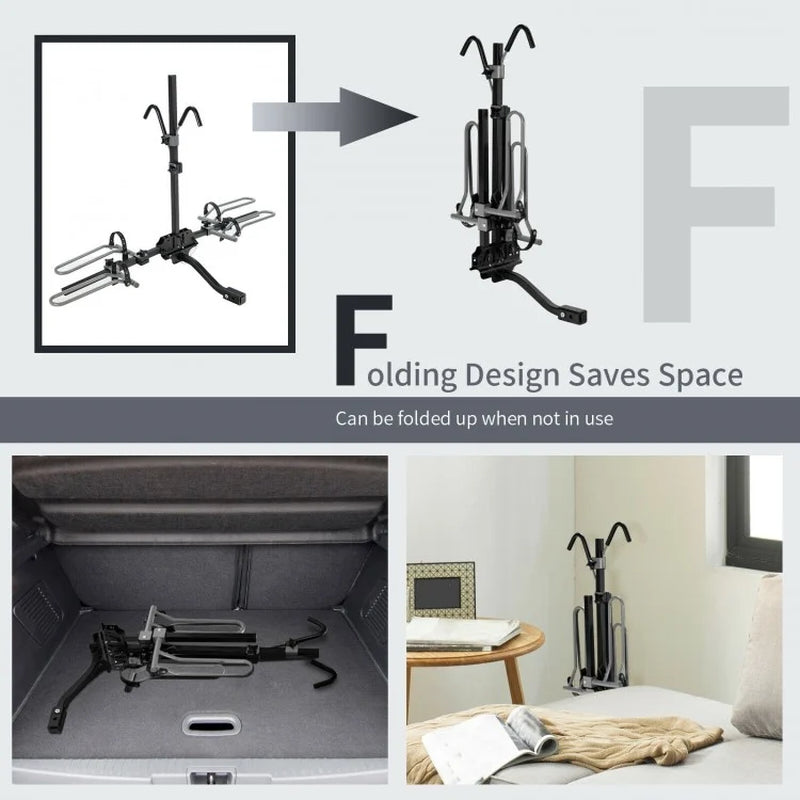 Hitch-Mounted Bike Rack for Two Bikes - Compatible with 1-1/4 Inch and 2 Inch Receivers