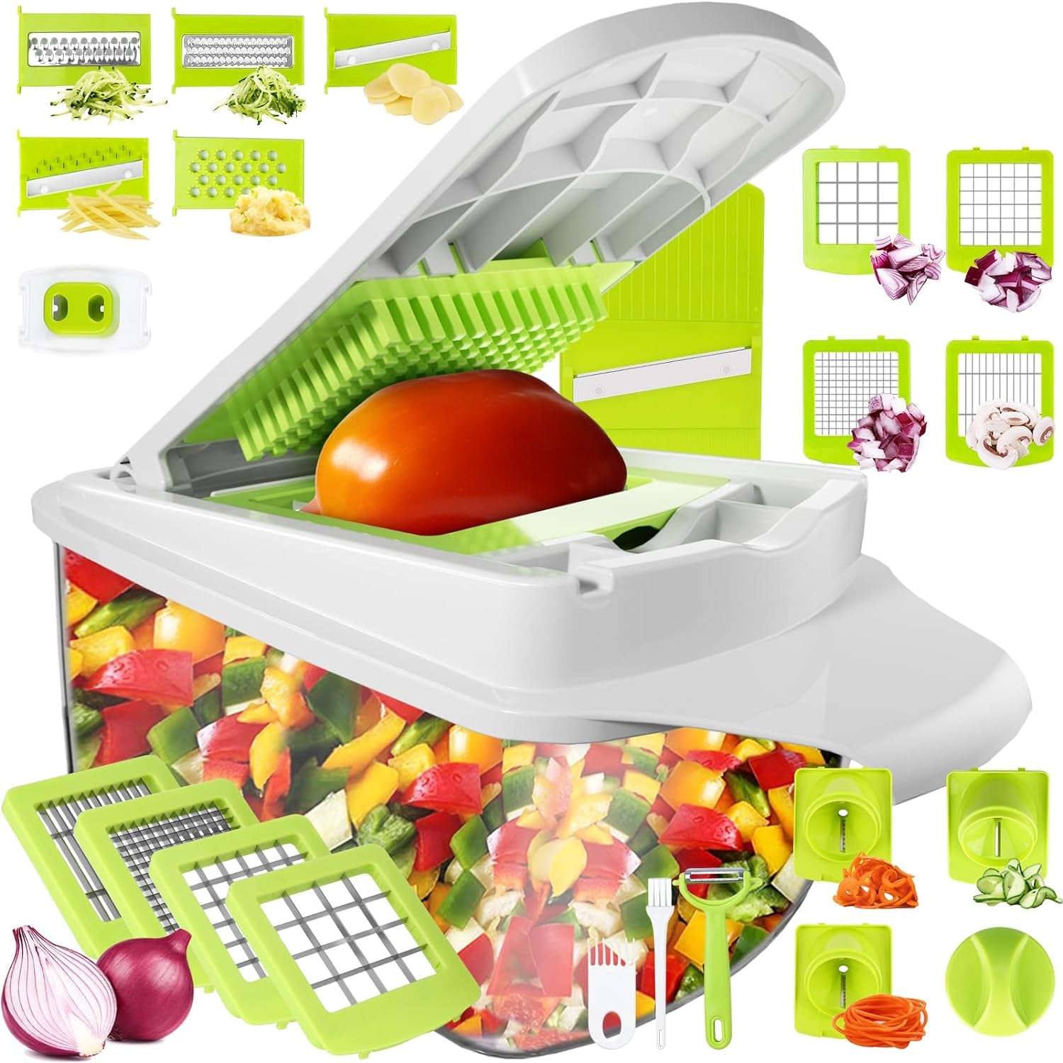 23-Piece Vegetable Chopper and Slicer Set - Professional Kitchen Dicing and Cutting Accessories 