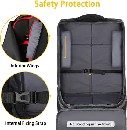 Padded Car Seat Travel Bag with Shoulder Strap - Large Carrier for Airport Gate Check and Infant Seats - Black