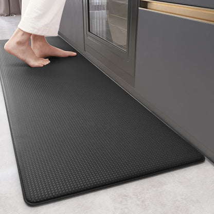 Waterproof Cushioned Anti-Fatigue Kitchen Mat, Non-Slip Rubber Runner, 44x150 cm (17"x59") - Black