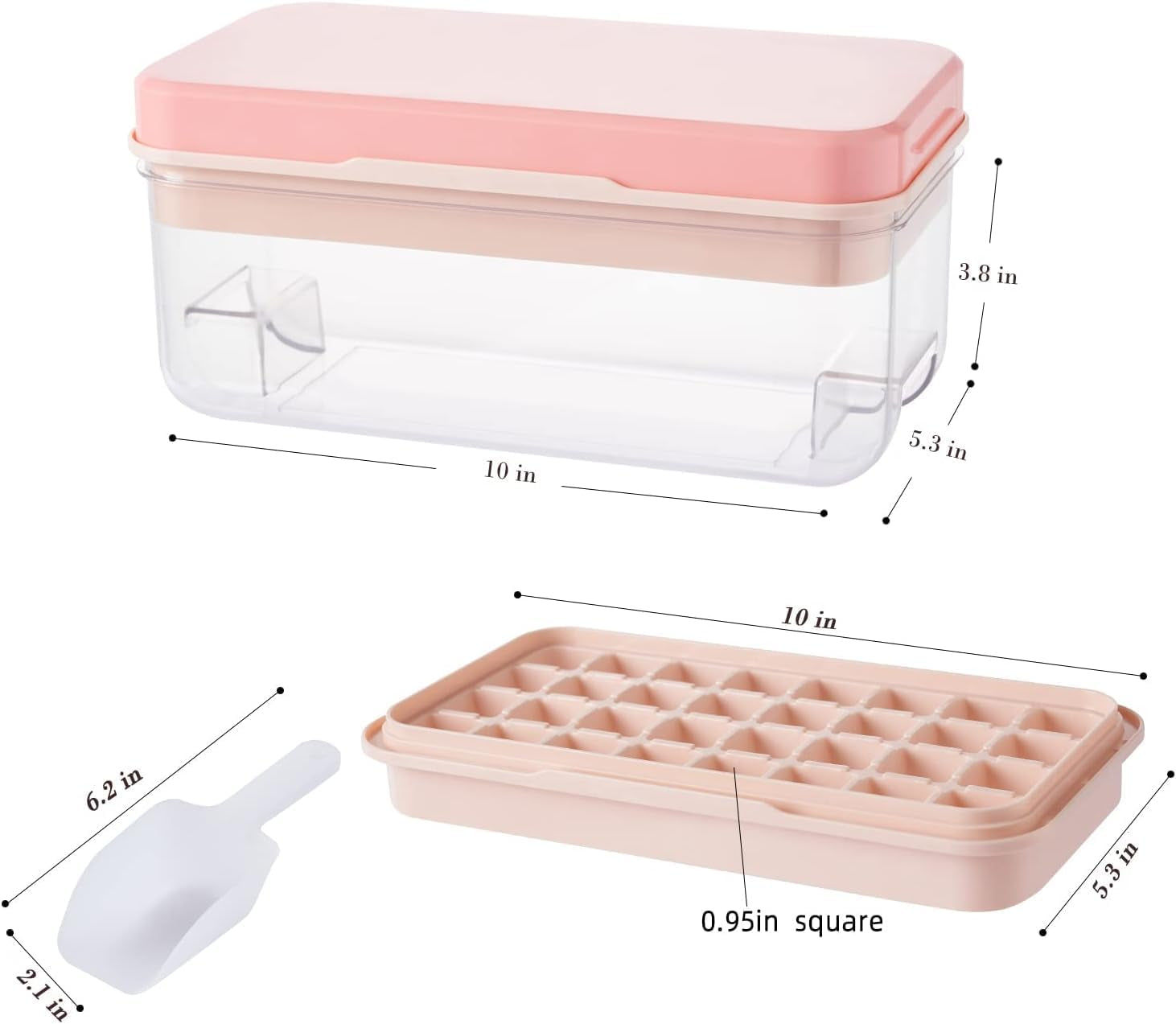 Ice Cube Trays with Lids and Storage Bin, Enhanced Easy Release Silicone & Plastic Design, Stackable, BPA-Free, Set of 2