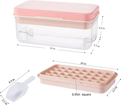 Ice Cube Trays with Lids and Storage Bin, Enhanced Easy Release Silicone & Plastic Design, Stackable, BPA-Free, Set of 2