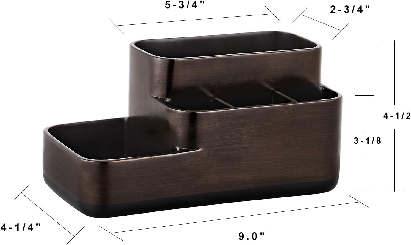 Elegant Bathroom Organizer for Electric Toothbrush and Toothpaste - Oil Rubbed Bronze Countertop Storage Solution