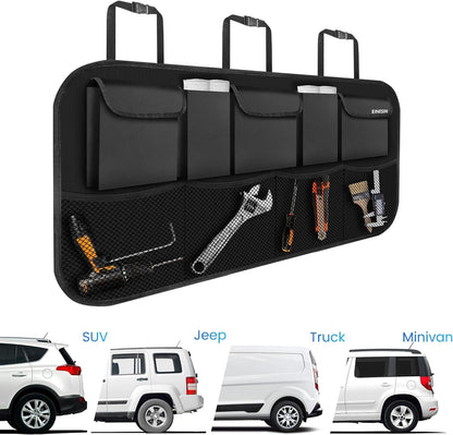 Premium Car Trunk Organizer with 9 Pockets and Durable Elastic Design for SUVs (Black, 42.5 x 20.5 in)