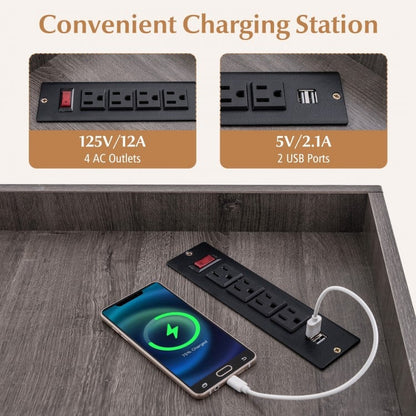 3-Tier Corner Cabinet with Integrated Charging Station for Bedroom Use