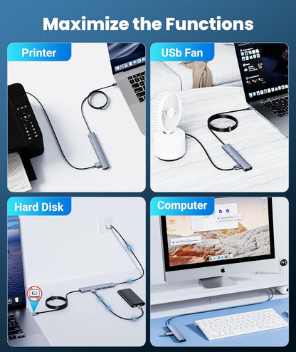 Ultra Slim USB 3.0 Hub with 4 Ports and 4Ft Extended Cable  Laptops, USB Flash Drives, Mobile Hard Drives