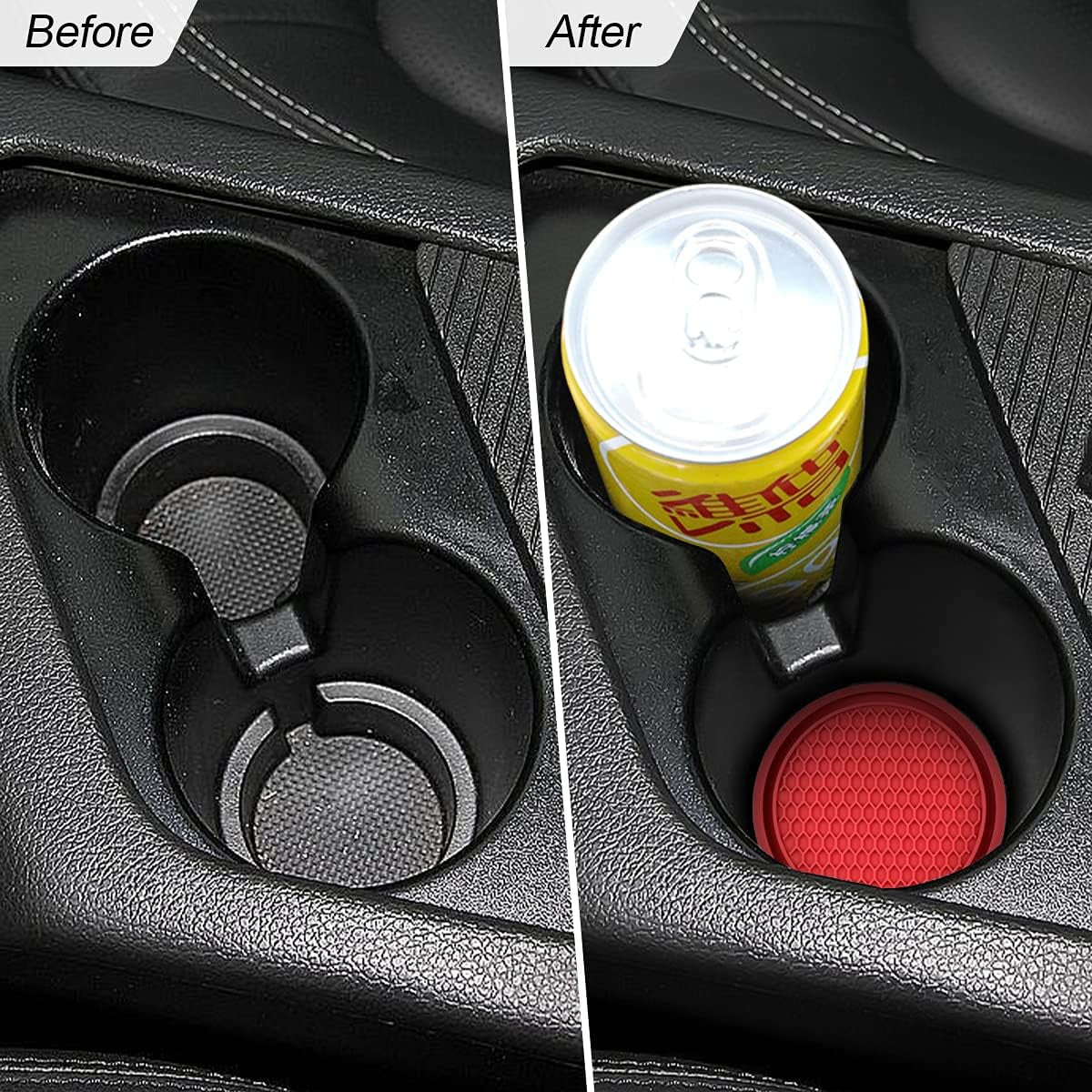 Universal Non-Slip Car Cup Holder Coasters - 4 Pack, 2.75 Inch Diameter, Durable Accessory for Most Vehicle Interiors (Red)