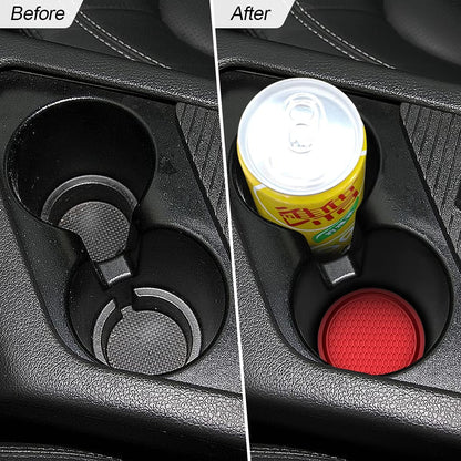 Universal Non-Slip Car Cup Holder Coasters - 4 Pack, 2.75 Inch Diameter, Durable Accessory for Most Vehicle Interiors (Red)