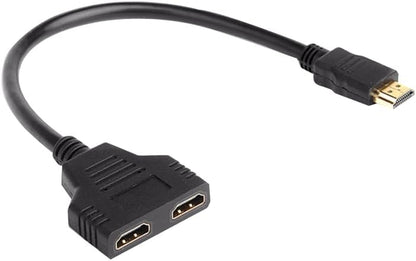 HDMI Splitter Adapter - 1080P Male to Dual Female 1x2 HDMI Splitter Cable for HDTV, LED, LCD Monitors, and Projectors - Supports Dual TV Output