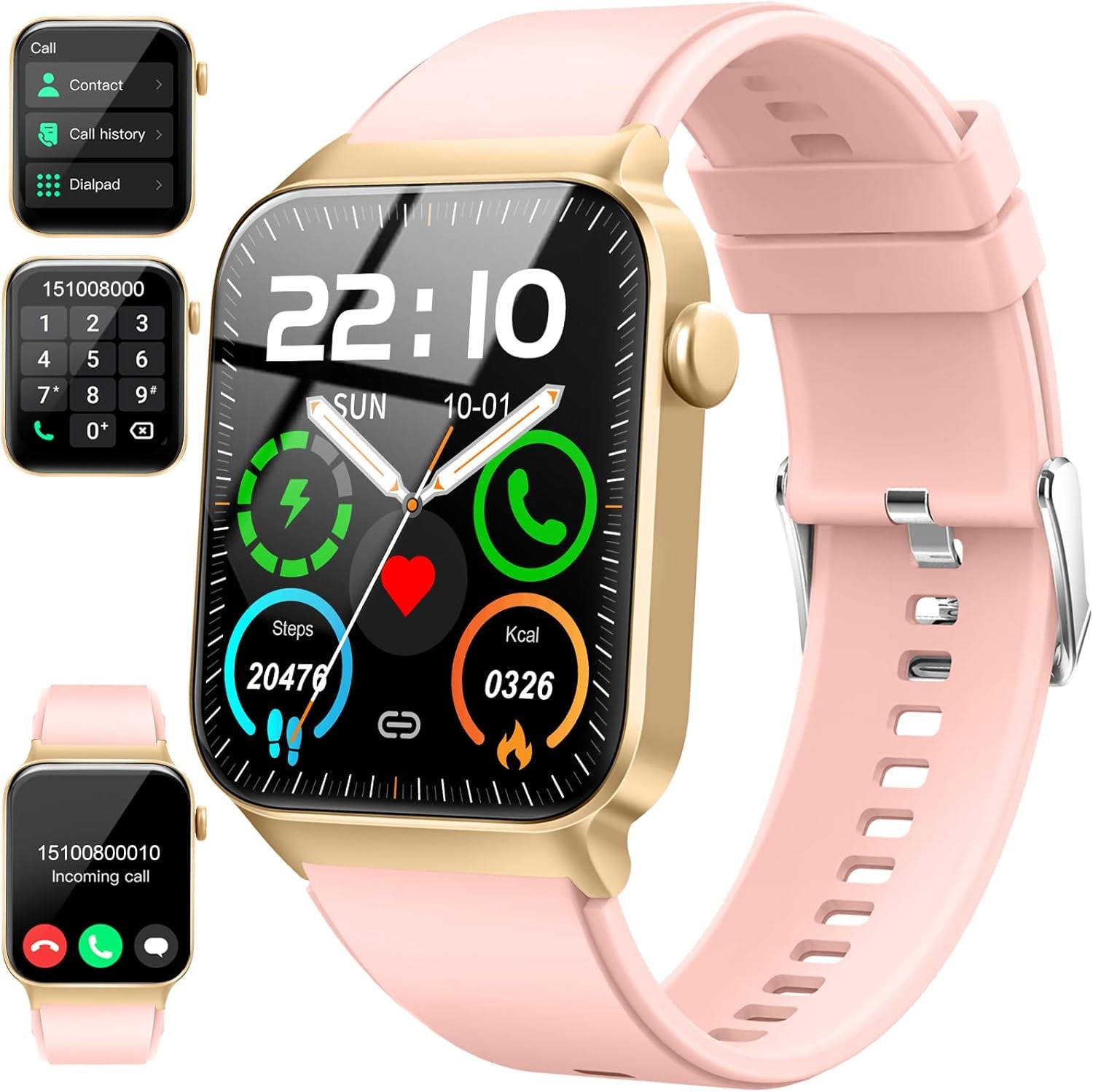 Bluetooth Smartwatch, 1.85" HD Touchscreen, 100+ Sports Modes, Heart Rate, SpO2, and Sleep Monitoring, IP68 Waterproof