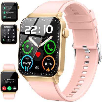 Bluetooth Smartwatch, 1.85" HD Touchscreen, 100+ Sports Modes, Heart Rate, SpO2, and Sleep Monitoring, IP68 Waterproof