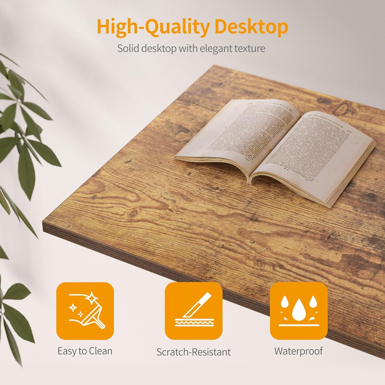 Modern 47-Inch Home Office Desk with Storage Shelves and Splice Board, Brown and Black Finish
