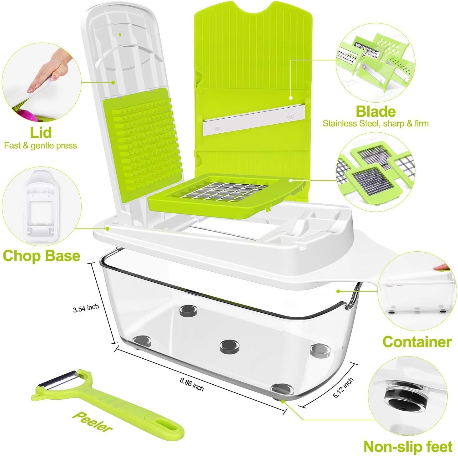 23-Piece Vegetable Chopper and Slicer Set - Professional Kitchen Dicing and Cutting Accessories 