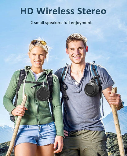 Outdoor Waterproof Bluetooth Speaker - Portable Mini Shower Speaker with Subwoofer and Enhanced Bass, Built-in Microphone (Black)