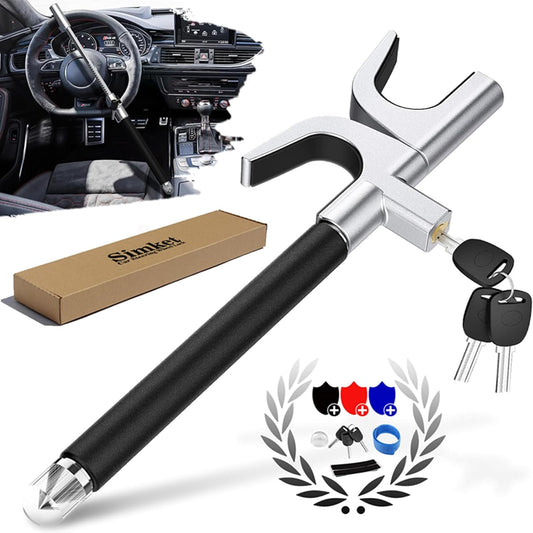 Universal Car Steering Wheel Lock - Anti-Theft Security Device for Auto, Truck, and SUV with 3 Keys (Black)