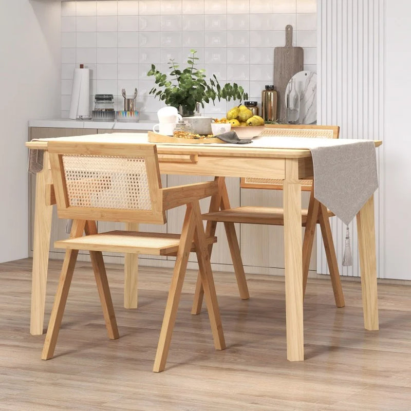 Set of Two Rattan Accent Chairs with Natural Bamboo Frame
