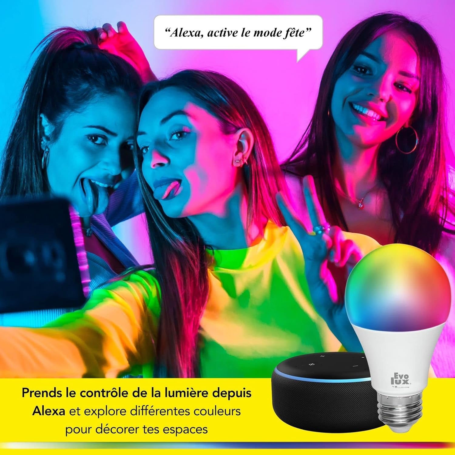 Dimmable Smart LED Light Bulb with WiFi Compatibility for Alexa - 806 Lumens, Energy Efficient, No Hub Required, Multicolor and Adjustable White Light (1)