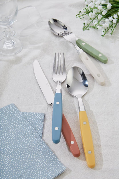 20-Piece Stainless Steel Silverware Set with Colorful Riveted Handles in Retro Morandi Design
