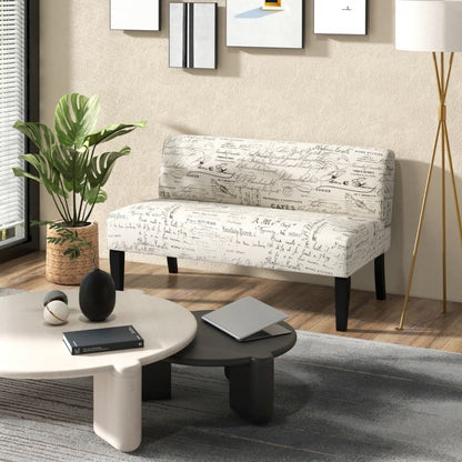 Armless Loveseat Sofa with Backrest and Spring Cushion Support