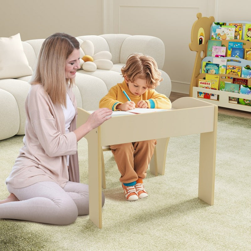 Children's Table and Chair Set Featuring a Spacious Tabletop and Safety-Designed Curved Edges for Playrooms