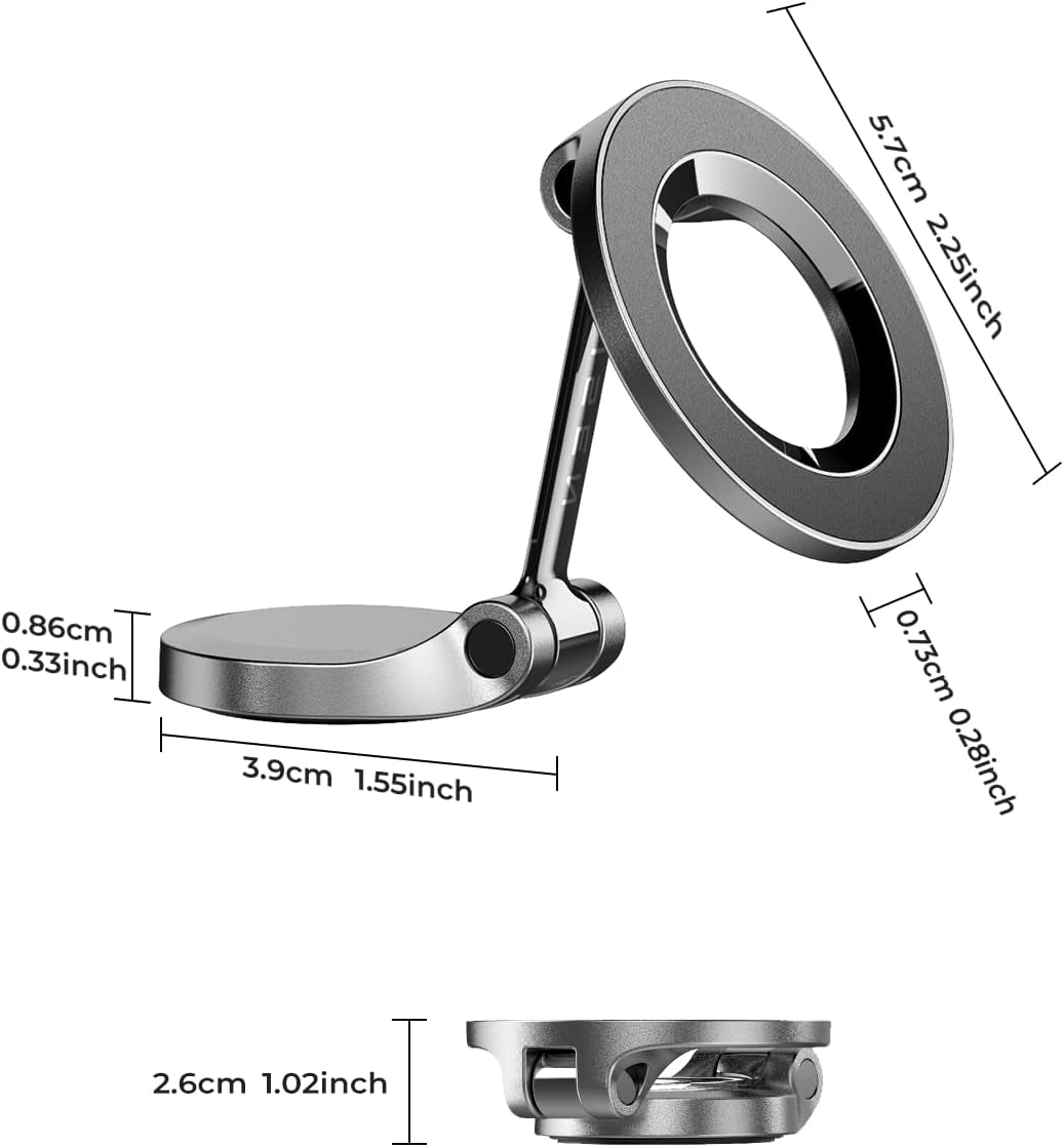 Car Mount - 24 Strong Magnets, 360° Rotating Magnetic Phone Holder -16 Pro Max, 15, 14, 13, 12, Compatible with MagSafe Cases