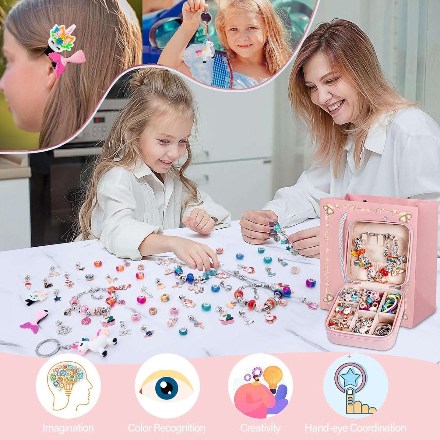 Charm Bracelet Making Kit for Girls Aged 4-12 - DIY Jewelry Craft Supplies and Arts & Crafts Set