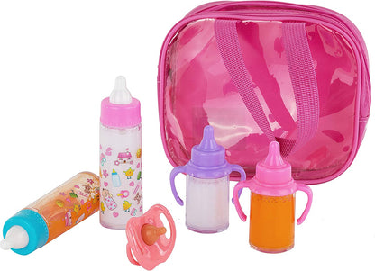My Sweet Baby Disappearing Doll Feeding Set - 6-Piece Baby Care Playset, Toy Stroller, 2 Milk & Juice Bottles, 2 Toy Pacifiers for Dolls