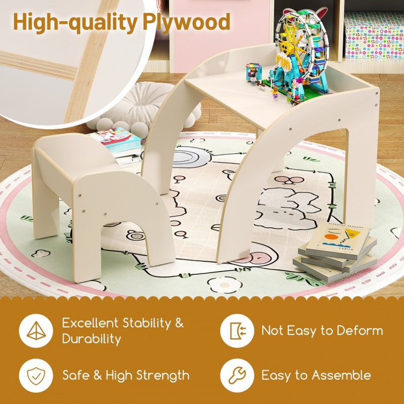 Children's Table and Chair Set Featuring a Spacious Tabletop and Safety-Designed Curved Edges for Playrooms