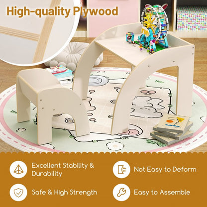 Children's Table and Chair Set Featuring a Spacious Tabletop and Safety-Designed Curved Edges for Playrooms