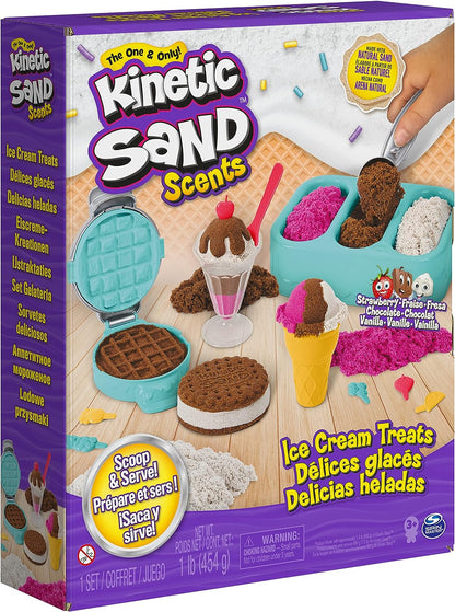 Scents, Ice Cream Treats Playset, 3 Colors Scented Play Sand & 6 Tools, Sensory Toys, Christmas Gifts for Kids Ages 3+
