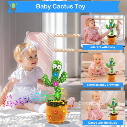 Interactive Dancing Cactus Toy for Toddlers - Voice Mimicking and Singing 120 Songs, Aged 3+, Including Autism-Friendly Features