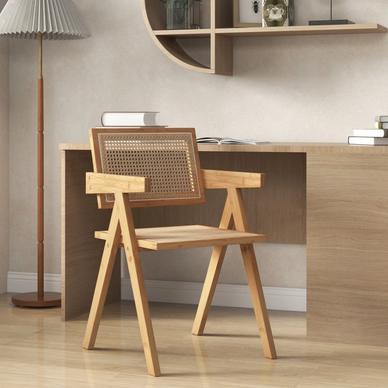 Set of Two Rattan Accent Chairs with Natural Bamboo Frame