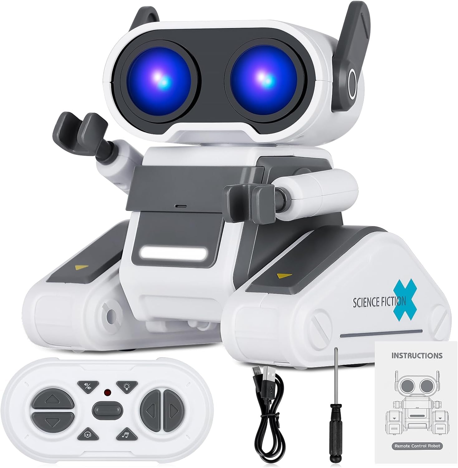 Remote Control LED Robot Toy with Flexible Head and Arms, Dance Moves and Music for Children Aged 3+