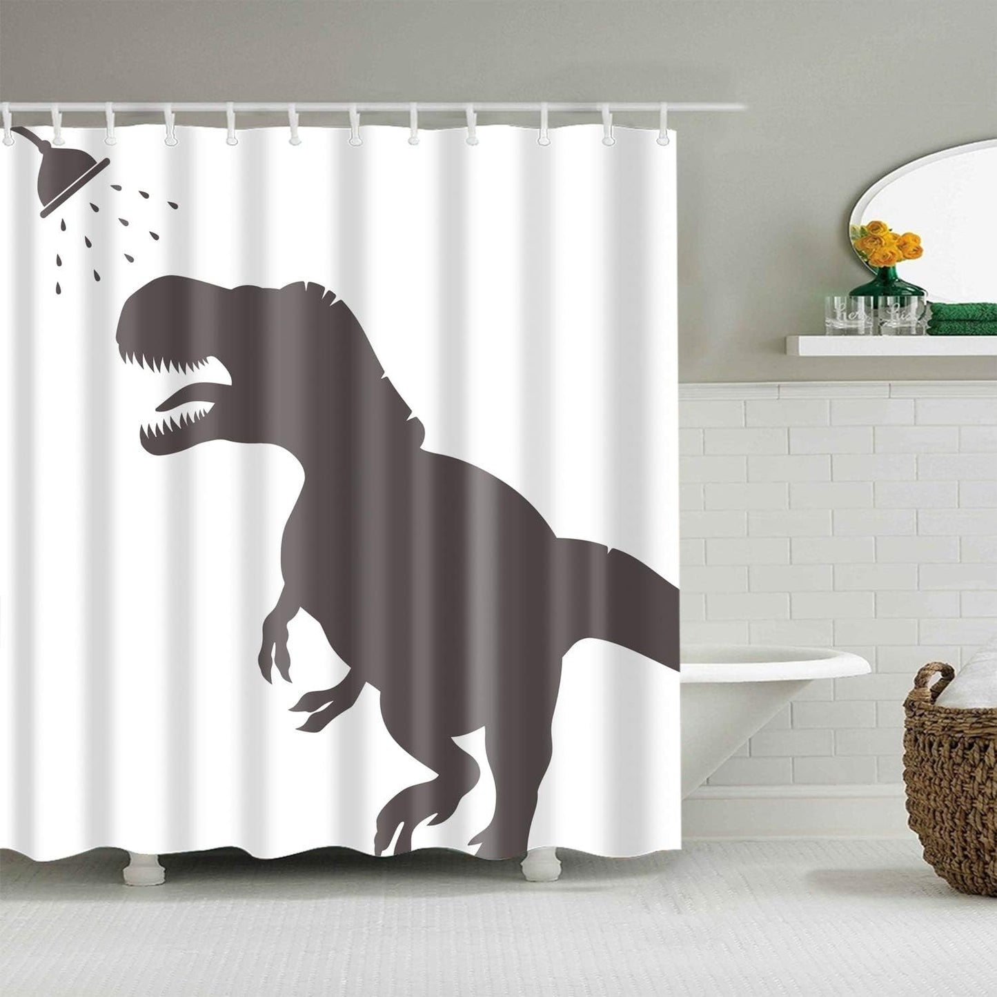 Modern Waterproof Polyester Bath Shower Curtain Set with Hooks and Elegant Design