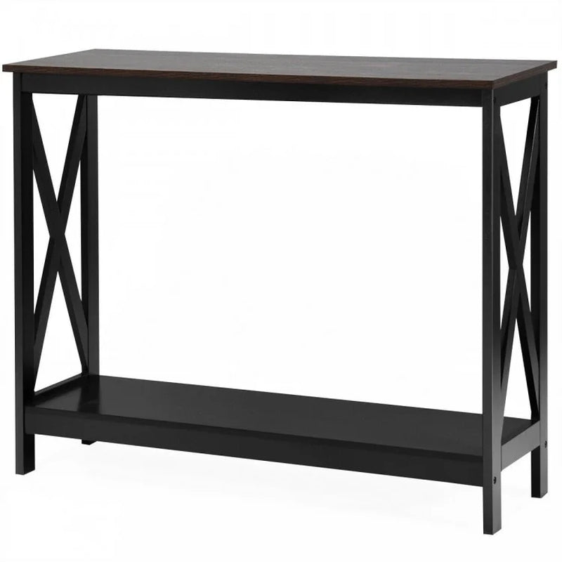 2-Tier X-Design Console Table for Sofa Side Accent