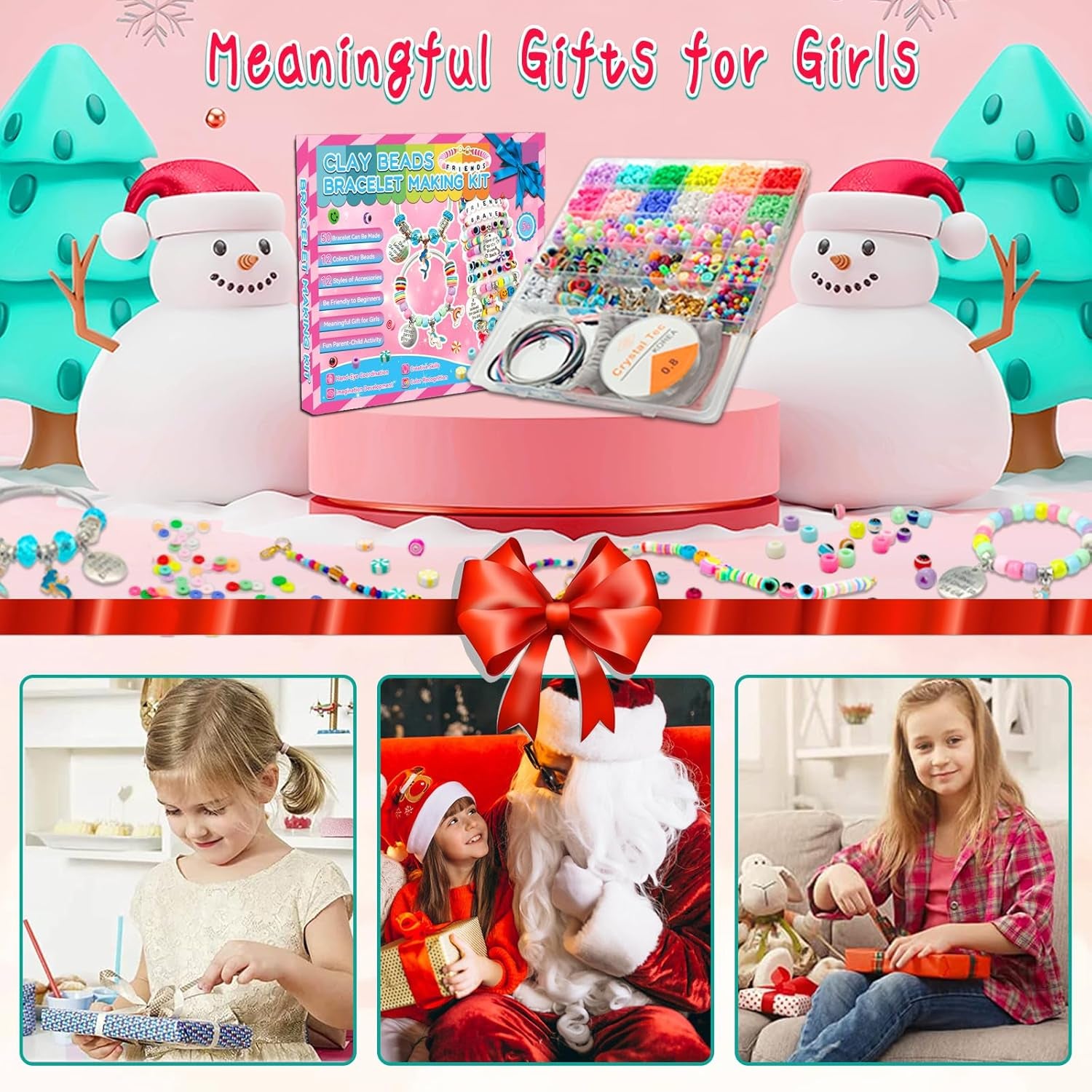 Girls' Bracelet Making Kit - 3400 Pieces of Beads for Charm Jewelry Creation, Unicorn and Mermaid Craft Supplies, Ideal Ages 5+