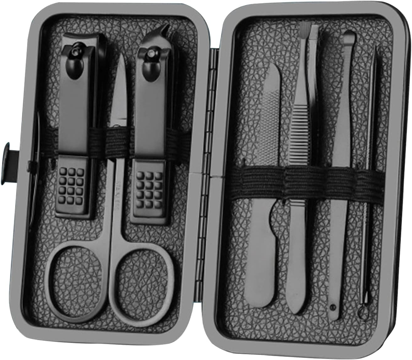 Professional 12-Piece Stainless Steel Manicure and Pedicure Set with Luxurious Travel Leather Case - (Black)