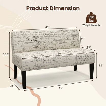 Armless Loveseat Sofa with Backrest and Spring Cushion Support