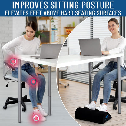 Memory Foam Foot Rest under Desk - Ergonomic Office Foot Stool, Ideal Office Accessory for Foot Support, Repose Pied Bureau