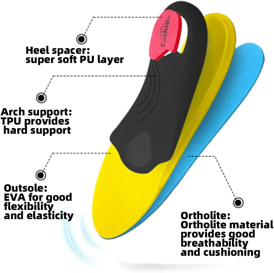 Heavy-Duty Orthotic Insoles for Pain Relief - Designed for Individuals Over 220 lbs, Ideal for Plantar Fasciitis and High Arches, Suitable for Flat Feet, Work Boots, and Shock Absorption
