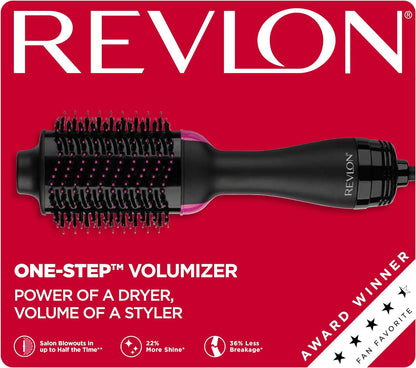 Tourmaline Ionic Technology One-Step Volumizer and Hair Dryer with Hot Air Brush, Multiple Heat Settings, and Reduced Frizz - Black