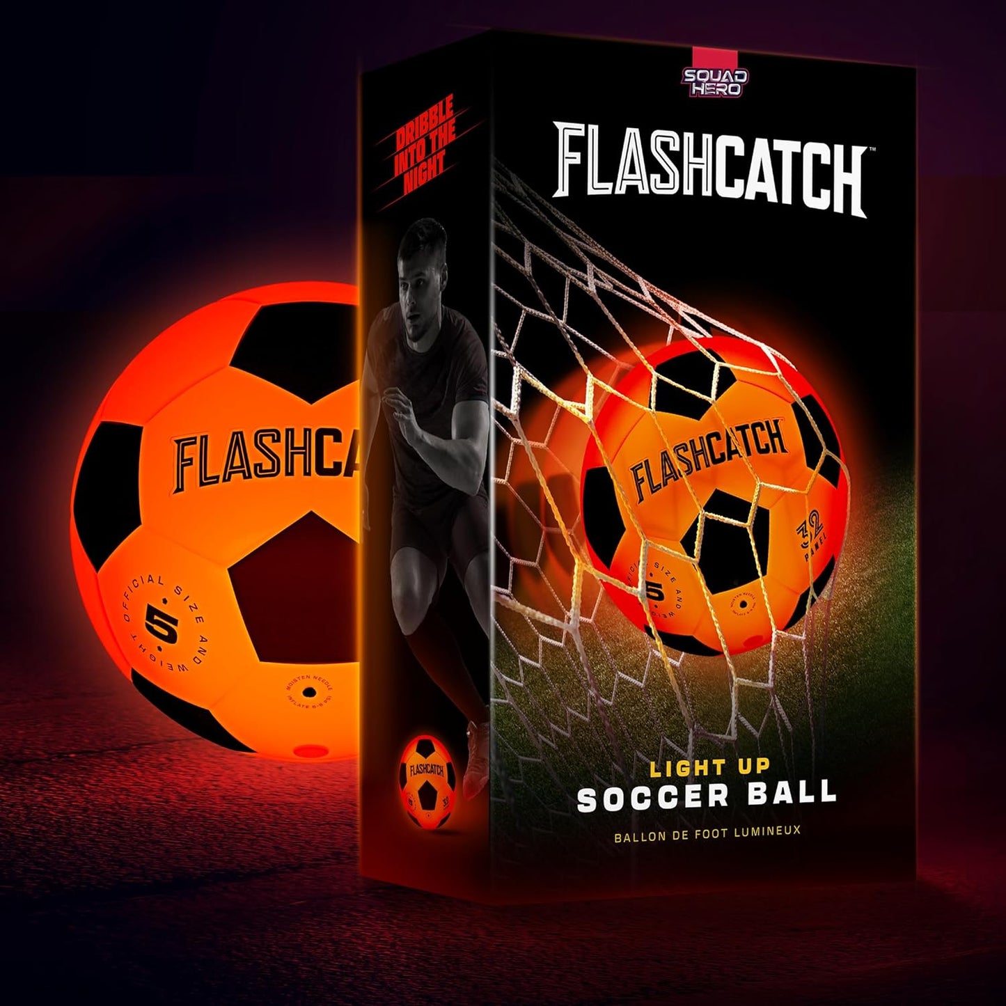 Illuminated Soccer Ball - Glow in the Dark Size 5 Sports Equipment for Children and Teens Aged 8+