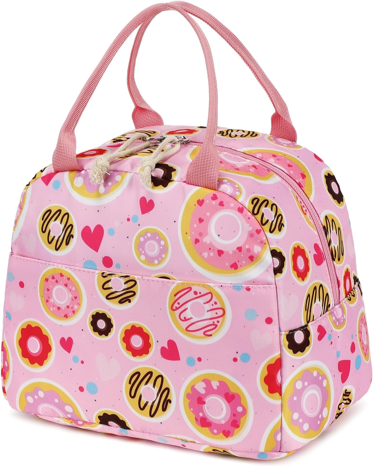 Corduroy Insulated Lunch Tote Bag for Men and Women - Reusable Large Capacity Cooler for Work, Picnics, and Travel (Strawberry Design)