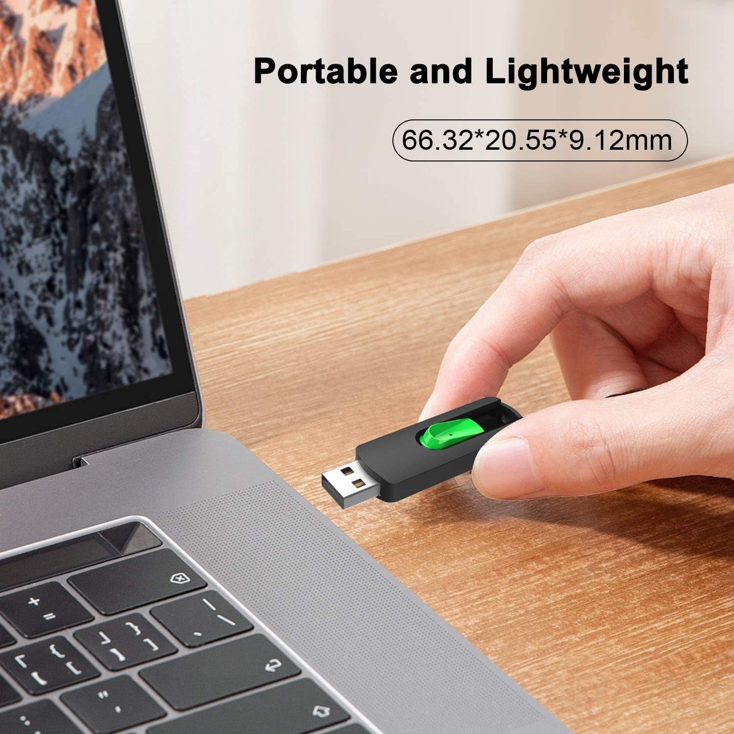 64GB USB 2.0 Flash Drive - Green Memory Stick for Data Storage and Transfer