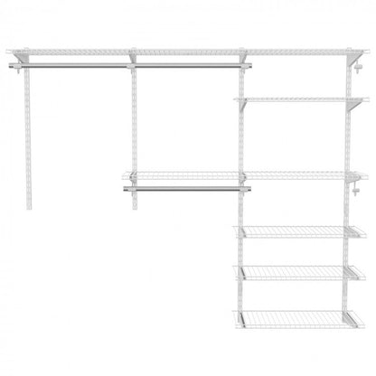 Adjustable Closet Organization System with Shelving and Hanging Rods for 4 to 6 Feet Spaces
