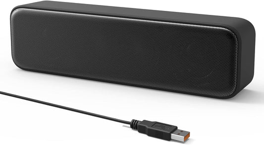 Upgraded USB Stereo Speakers for PC and Laptop, Compact External Sound Bar with Enhanced Bass 