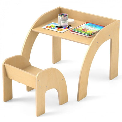 Children's Table and Chair Set Featuring a Spacious Tabletop and Safety-Designed Curved Edges for Playrooms