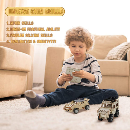 Educational Toys Science Experiment Kits, 3D Wooden Puzzle Models, DIY Solar-Powered Car Projects Ages 8+(Set of 3)